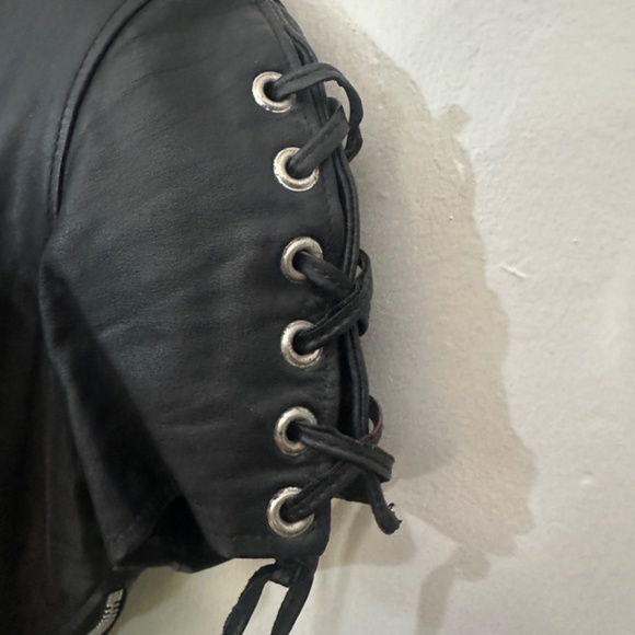 North Bound Leather Lace Up Short Sleeve Shirt Medium Gently worn Side zip - Picture 6 of 13